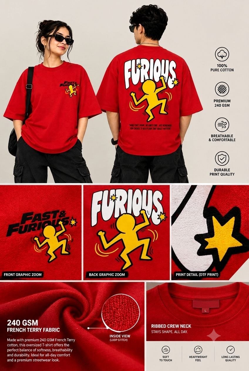 FURIOUS MOTION GRAPHIC OVERSIZED TEES