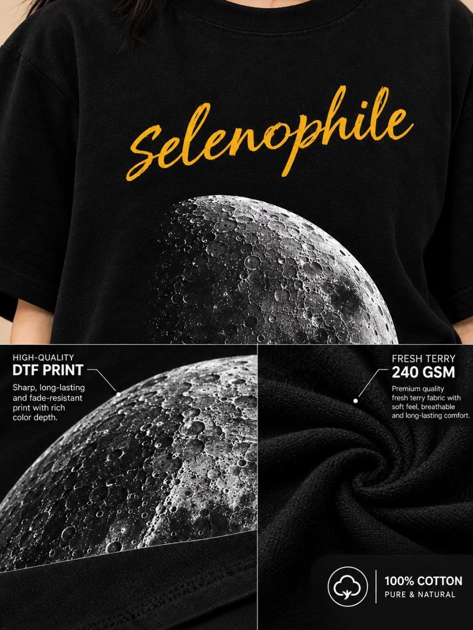 SELENOPHILE MOON OVERSIZED TEES